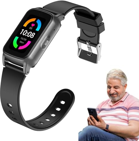 Montre de détection de chute pour personnes âgées avec suivi GPS 4G et SOS – Montre intelligente d'appel vidéo HD, moniteur de fréquence cardiaque, bracelet d'urgence étanche pour hommes et femmes