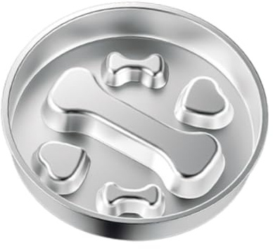 Jiuvaso Gamelle Anti Glouton Bol Ralentisseur pour Chien Chat Mangeoire Acier INOX Antidérapant Entretien Simple Convient Chiens Chats Déplacements Maison, Style A
