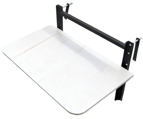 Table suspendue réglable pour balcon - Pliable - Gain de place - Table d'appoint multifonction pour terrasse - Assemblage facile - Hauteur réglable - Parfaite pour une utilisation en extérieur
