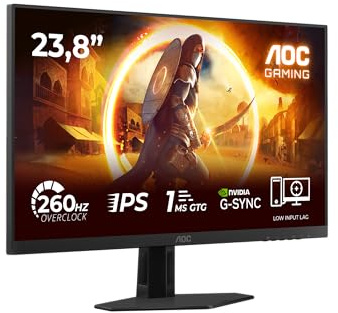 AOC 24G4ZRE 24 Zoll FHD Gaming Monitor, 260Hz, Fast IPS Panel, 1ms GtG, HDR10, G-Sync Compatible, (1920x1080 HDMI 2X 2.0 DP 1x 1.4) Schwarz