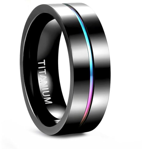 Whoiy Paare Ringe Titan 5MM/7MM/9MM, Hochzeitsringe Rille Schwarz Trauringe mit Gravur Poliert Modeschmuck Partnerringe Gr 52-71