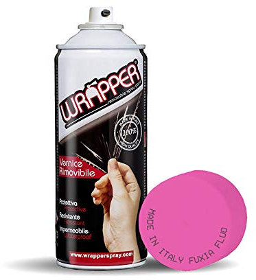 4R Quattroerre.it 16425 Wrapper Spray Fuxia Fluo Opaco | Vernice Removibile per Carrozzeria | Pellicola Spray Protettiva UV e Anti-Graffio | Wrapping Liquido Made in Italy