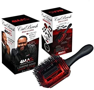 4MAS Self-Grooming CutBrush (Black and Red) Mod 3 with 5 Comb Attachments and Charging Cable