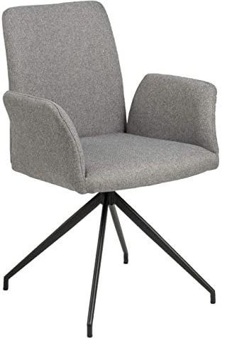 AC Design Furniture Naila Carver Esszimmerstuhl, H: 88 x B: 59 x T: 59 cm, Hellgrau/Schwarz, Stoff/Metall, 1 Stk.
