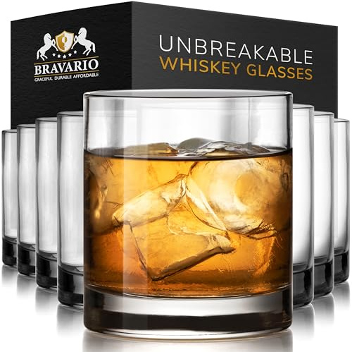 Verres à whisky incassables – 354oz Tritan en plastique incassable avec verres à cocktails classiques pour Scotch, Bourbon et Highballs – Sans BPA et passe au lave-vaisselle (lot de 8)