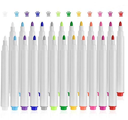 HellDoler Kreidestift Set,24 Kreidemarker Löschbare Zeichenstifte Wasserbasiert und Löschbar Flüssigkreide-Farbmarkierstifte Trockene Tafelschreibstifte für Acryl-Led-Schreibtafel