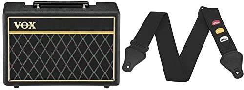 Vox Pathfinder 10 Bass - Amplificadores Combo & Tiger Correa de Guitarra con Soportes de púa, Estándar, Negro