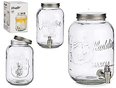 amara-global 4L 7L 8L Drinks Dispenser XXL Water Dispenser Glass Container with Tap (3.8 Litres)