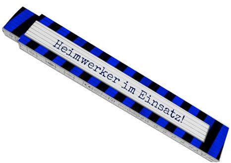 Heimwerker im Einsatz Meterstab aus Holz in Blau und Schwarz Werkzeug Geschenk lustiger Zollstock Heimwerker Gliedermaßstab mit Spruch bedruckt und qualitativ hochwertig