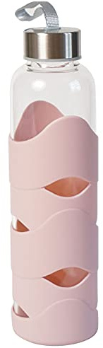 Gedalabels Trinkflasche Silikon rosa 500ml Glas