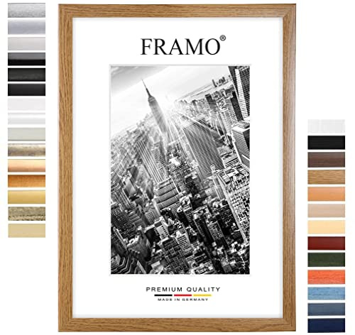 FRAMO Holz Bilderrahmen 13 x 18 cm nach Maß - Eiche rustikal | Farbe/Größe wählbar | inkl. entspiegeltes Acrylglas | Rahmen für Puzzle | Foto | Poster