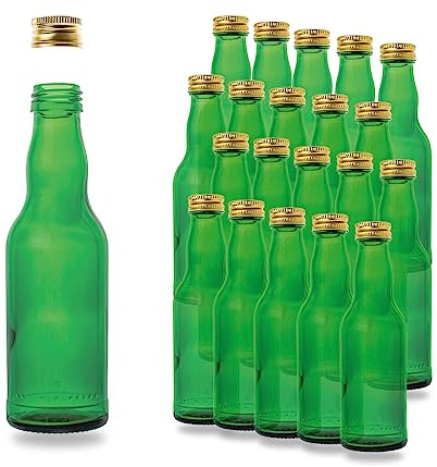 Flaschenbauer - 20x kleine Glasflaschen 200ml mit Schraubverschluss in Grün - Glasflasche zum Selbstbefüllen - Saftflaschen, Sirupflasche, Schnapsflasche, Ölflaschen, Likörflasche - Made in Germany