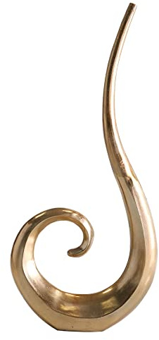 Vase Wave 48cm - Gold - Metall-Aluminium-Legierung schmale Öffnung | Montiert, vielseitig einsetzbar, glänzende Oberfläche, mit Blumen oder solo nutzbar, moderner Eyecatcher