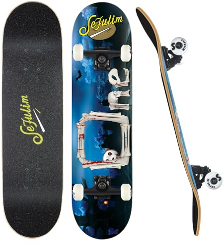 Sefulim 31 x 8 Zoll komplettes Skateboard 7-Schicht kanadischer Ahorn Double Kick Deck Concave Cruiser Trick Skateboard für Jungen Mädchen Teens Erwachsene Anfänger