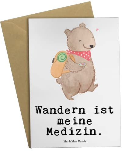 Mr. & Mrs. Panda Glückwunschkarte Bär Wandern - Geschenk, weihnachtskarten, Freizeitsport, Spazieren, osterkarte, Outdoor Sport, osterkarten, Natur Entdecken, Bergsteigen, dankeskarten