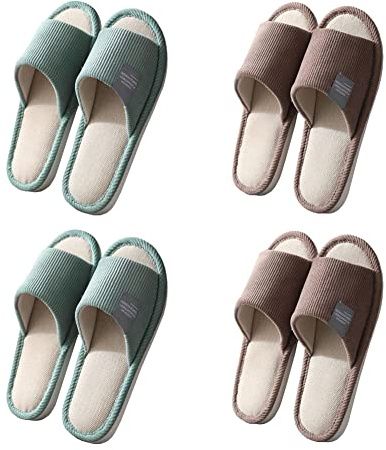 Teceyfeet Set di Ciabatte Ospiti,4 Paia Pantofole Ospiti Antiscivolo Lavabili Pantofole Aperte Sulla Punta Confortevole Pantofole per Donna Uomo Casa Hotel Spa Matrimonio Famiglia Viaggio，4 Taglie