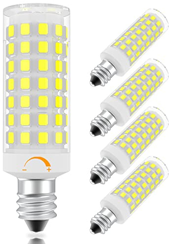 DUMILOO E11 Led Bulb Dimmable, 75 Watt Halogen Equivalent, 7W Daylight White 6000K, T4 Mini Candelabra Base, JDE11 120V 75W for Ceiling Fans, Chandeliers, Cabinet Lighting, Pack of 4