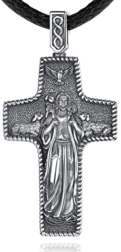 EUDORA Harmony Ball Sterling Silber 925 Kreuz Kette Heilige Christophorus Benedikt Maria Wundertätige Medaille Erzengel Medaille Gabriel Metatron Siegel der 7 Erzengel für Damen Herren Frauen