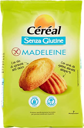 Céréal Madeleine Senza Glutine, sin gluten, 200 g, bolsa sin aceite de palma, sin leche