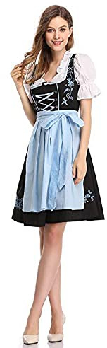 YUDATPG Oktoberfest Costumes Women Dirndl Dresses | 3 Pieces Medieval,Bavarian Costume , Carnival Outfits,Traditional Outfits Halloween Cosplay