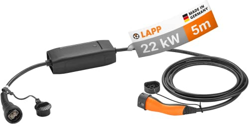 Lapp Mobility Typ 2 Ladestation 22kW / ohne Adapter / 32 A / 3-Phasig/E-Auto Ladekabel/Mode 2 / 6m / Schwarz