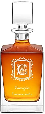 Maverton Decanter per whisky da 810 ml - Caraffa con incisione personalizzata - Brocca da bourbon per anniversario o le nozze - Bottiglia da whisky in vetro - pensiero per coppia - Famiglia
