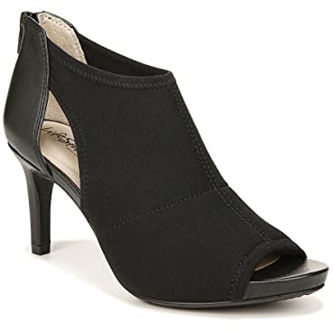 LifeStride Womens Mod Cutout Peeptoe Heeled Sandals Black 8 M