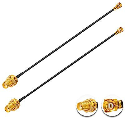 Vecys 2PCS U.F.L1 a SMA Hembra Cable Coaxial de Baja Pérdida 10 /25CM U.F.L1 1.37mm Mini-Coaxial Pigtail Cable para Routers Inalámbricos Mini PCIE Tarjetas de Red PCI Wi-Fi WAN Repetidor