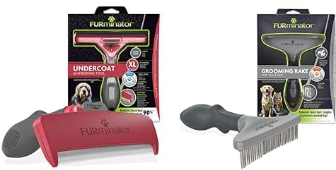 FURminator deShedding-Tool Hund Gröߟe XL Langhaar & Harkenkamm für langhaarige Hunde und Katzen - Bürste zur Vorbeugung von Knoten und verfilzten Haaren