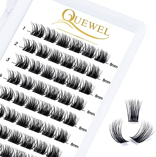 QUEWEL C Curl 8mm Segmentbreit Einzelne Wimpern für Individuelle Augen Make-up DIY Wimpernverlängerung (Natürlich 02-C-8mm)