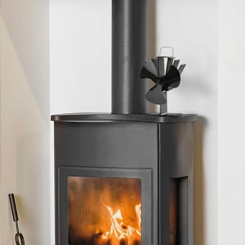 JUNZAI Heat Powered Stove Fan 3 Blades Black,Stove Fans Log Burners,Woodburner Stove Fan