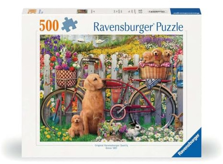 Ravensburger Cute Dogs in The Garden 500 Piece Jigsaw Puzzle for Adults and Kids Age 10 Years