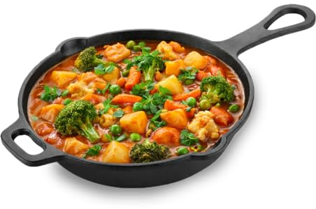 AVIAS Cast Iron Skillet 10 Inch | Pre-Seasoned Cast Iron Skillet with Handle | Gas and Induction Compatible | 25.4cm