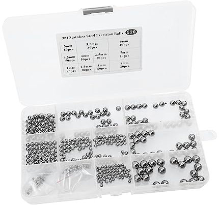 TOPPERFUN 520 Stück Runde Edelstahl Stahlkugeln Glatt und Robust für Ventile und Instrumente Silber