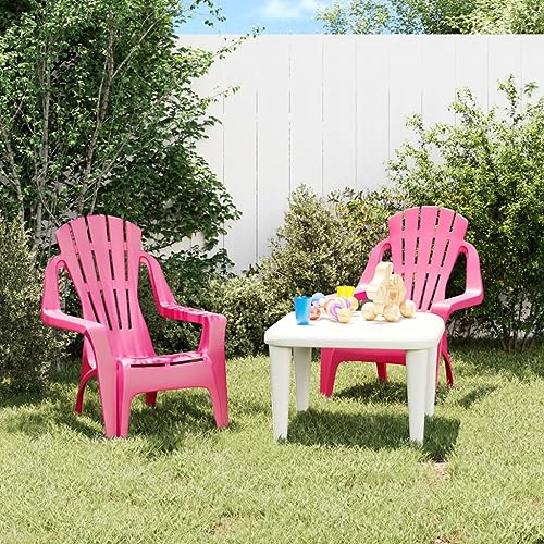 CKioict Küchenstühle Esszimmerstühle Strandkörbe Kinder-Gartenstühle 2 STK. Rosa 37x34x44 cm PP HolzoptikGeeignet für Garten, Terrasse & Balkon
