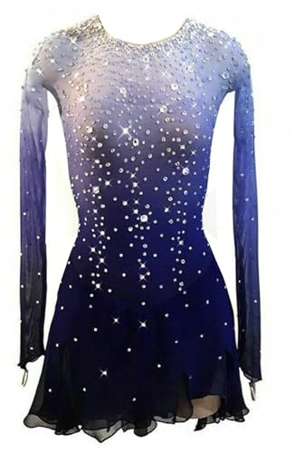 JRUIA Professionelles Eiskunstlauf Wettkampf Kleid Für Mädchen Handgefertigte Trikots Für Rhythmische Gymnastik Für Damen Eislaufkostüm Mit Strass Gradient Lange Ärmel