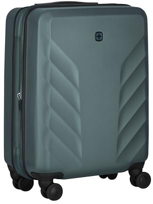 WENGER Motion Carry-On Hartschalenkoffer, Handgepäck, Trolley, 36 (43) l, Sicherheitsschloss, Damen Herren, Reisen Urlaub, Grün/Grau, 612702