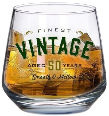 D Design Invent Print! 50th Birthday Gift Whiskey Wine Glass Tumbler Funny Printed Drinking Mug Present for Men Women Age 50 Year Old Gift Idea Keepsake Happy Birthday - 345ml