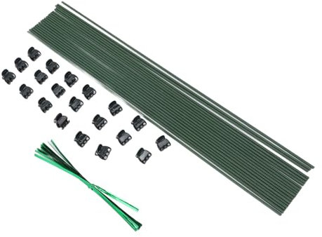 Biegbarer Pflanzenstab, 40 Stück, Pflanzenstecker, Edelstahl, Grüne Beschichtung, Stabiler, Biegsamer Pflanzenstützstab mit Bändern, Orchideenklammern für