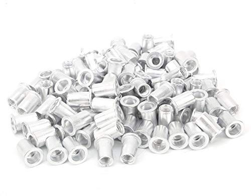 ANKROYU 100 Stück WJ 30045 0,1 bis 0,5 Zoll Zugnietmuttern, Aluminium verzinkte Nietmuttern, verschleißfeste Flachkopf-Nietmuttern für Automobile (M8*100pcs)