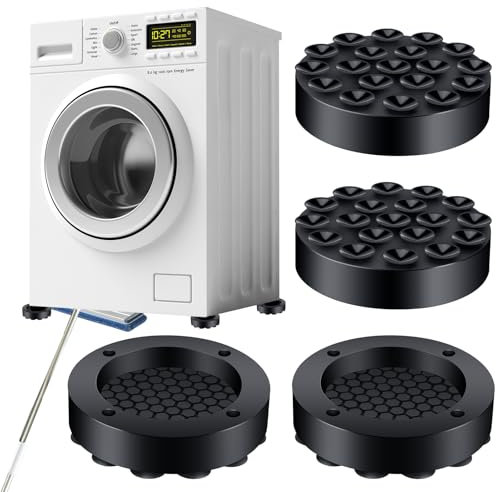 Farerkass 4pcs Antivibracion Lavadora, Patas Lavadora Universal, Patas Lavadora Antivibracion, Almohadillas Estabilizadora, Tacos de Goma Patas para Lavadora, Nevera, Secadoras- Negro