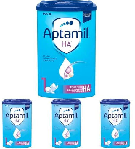 Aptamil HA 1 – Anfangsmilch von Geburt an, Mit DHA, Nur Laktose, Ohne Palmöl, Babynahrung, Milchpulver, 1x 800 g (Packung mit 4)