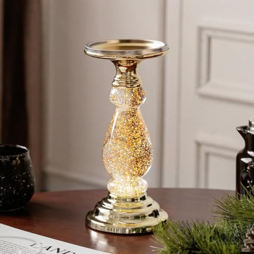 Music Water Lantern Candle Holder Table Centerpiece Decor Candlestick Holders for Party Wedding Housewarming Birthday Anniversary Christmas New Year Gifts (Gold)