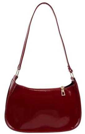 Energather Small Handbag, PU Leather Small Shoulder Bag for Women and Girls, Crescent Bag Womens Handbag with Zipper for Travel, Work, Dating, Shopping