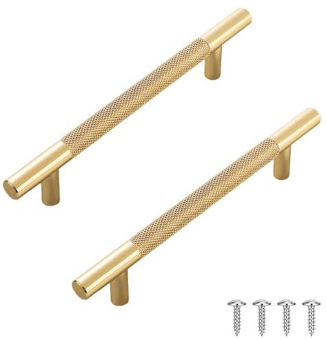 lixulluo 2 PCS Rose Gold Cupboard Handles, Knurled Wardrobe Handle, 192mm | Kitchen Handles, Golden Drawer Handle with Screws, for Home Cabinet Drawer Dresser Door Home Bathroom Pulls