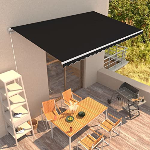 Ausziehbare Markise 300x250cm Anthrazit Handbedienung Ideal für den Außenbereich an Türen Terrassen Balkonen und Fenstern Gelenkarmmarkise zur Terassenüberdachung