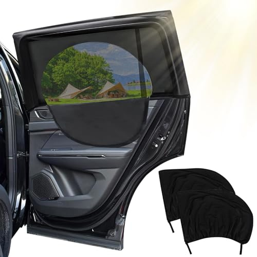 2Pcs Parasol de Coche para Ventana Lateral Trasera con Cremallera,para Niños y Mascotas, Sombrilla Universal con protección UV,Compatible con La Mayoría de Los Vehículos