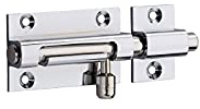 Targette pour Porte de Meuble, Laiton Chromé, Pêne Ø 8 mm, 70x30 mm, Système de Fermeture Simple, Verrou à Pêne Rond Coulissant, Installation Facile, Fermeture Efficace, THIRARD