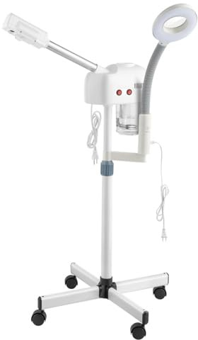 OmySalon 2 in 1 Facial Steamer with 5X Magnifying Lamp, Esthetician Steamer Hot Ozone Mist Face Spa Mist Steam for Home Beauty Salon, Personal Skin Care Deep Cleaning, White