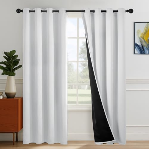 Deconovo Tende Oscuranti Totali per Interni, 140x290 cm, 2 Pannelli | Termiche Isolanti Caldo e Freddo, Attenuano i Rumori, Moderne con Occhielli, per Camera e Soggiorno, Grigio Perla